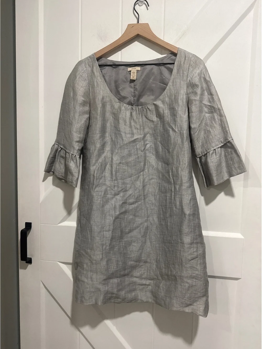 J.Crew Women's Linen Blend Silver Gray Dress, Size 4